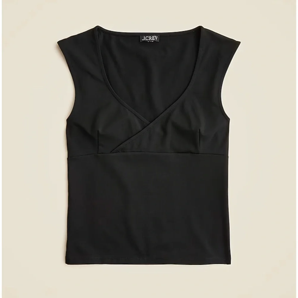 NWT J. Crew Stretch Cotton Cap-sleeve Crossover Shirt Black